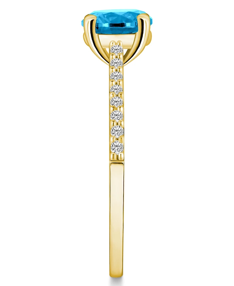 Macy's Blue Topaz (1-5/8 ct. t.w.) and Diamond (1/6 Ring 14K Yellow Gold