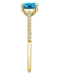 Macy's Blue Topaz (1-5/8 ct. t.w.) and Diamond (1/6 Ring 14K Yellow Gold