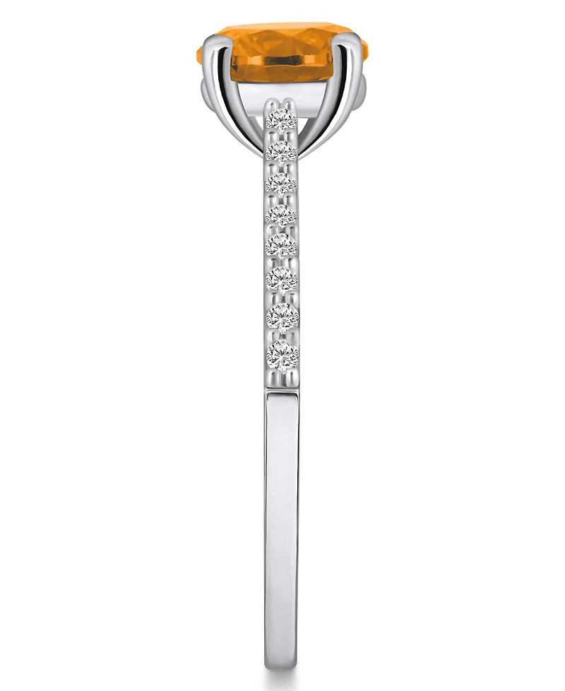 Macy's Citrine (1-1/4 ct. t.w.) and Diamond (1/6 Ring 14K White Gold