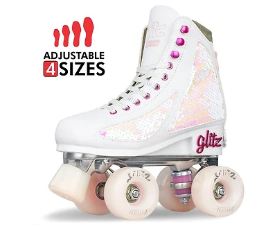 Crazy Skates Glitz Adjustable Roller For Women And Girls - To Fit 4 Sizes