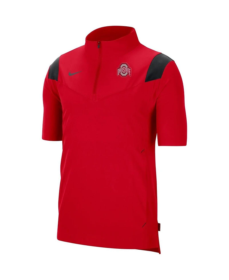 Men's Nike Scarlet Ohio State Buckeyes Coach Short Sleeve Quarter-Zip Jacket