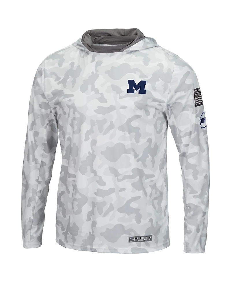 Men's Colosseum Arctic Camo Michigan Wolverines Oht Military-Inspired Appreciation Long Sleeve Hoodie Top