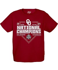 Boys Youth Blue 84 Crimson Oklahoma Sooners 2021 Ncaa Softball Women's College World Series Champions Schedule T-shirt