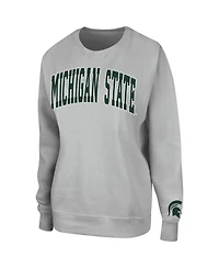 Women's Colosseum Gray Michigan State Spartans Campanile Pullover Sweatshirt