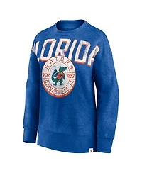 Women's Fanatics Heathered Royal Florida Gators Jump Distribution Pullover Sweatshirt