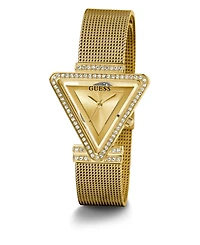 Guess Women's Gold-Tone Glitz Stainless Steel, Mesh Bracelet Watch, 34mm
