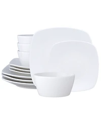 Colorscapes Swirl Square Set 12 Piece Dinnerware Set, Service For 4