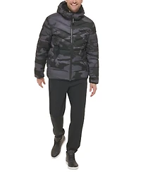 Calvin Klein Men's Chevron Stretch Jacket With Sherpa Lined Hood