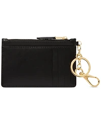Lauren Ralph Full-Grain Leather Key-Ring Small Zip Card Case