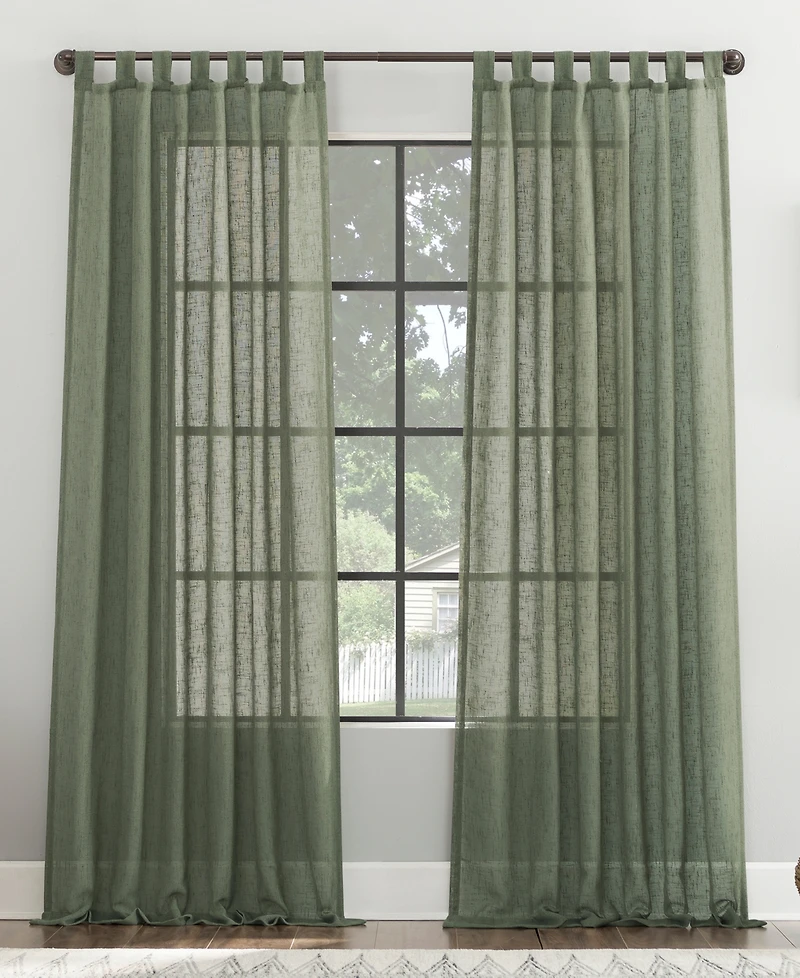 Burlap Weave Linen Blend Tab Top Curtain