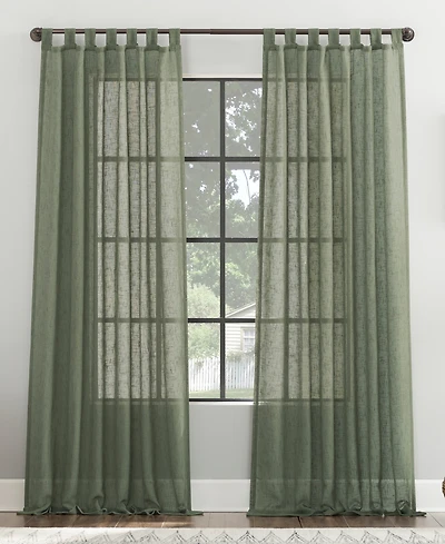 Burlap Weave Linen Blend Tab Top Curtain