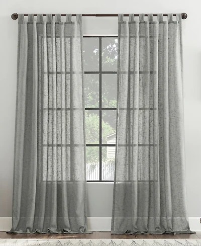 Burlap Weave Linen Blend Tab Top Curtain