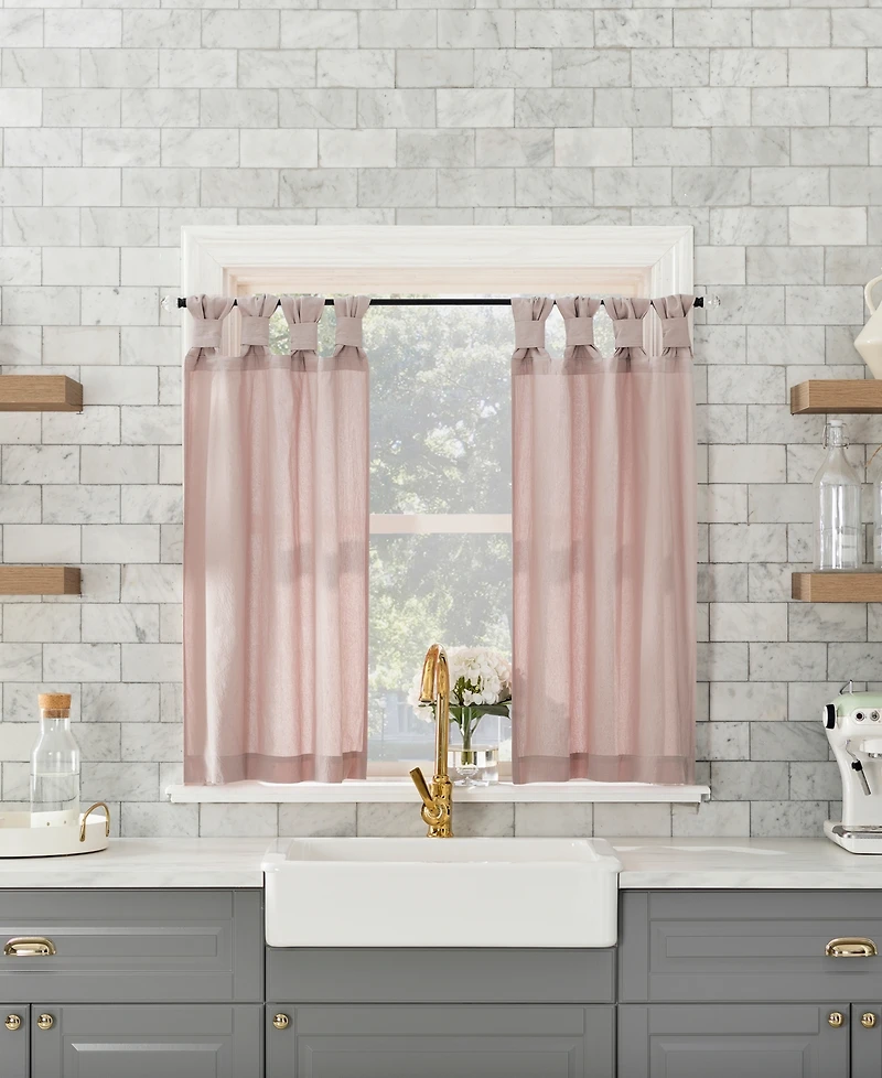 Washed Cotton Twist Tab Cafe Curtain Pair