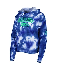 Women's New Era Royal Seattle Seahawks Cloud Dye Fleece Pullover Hoodie