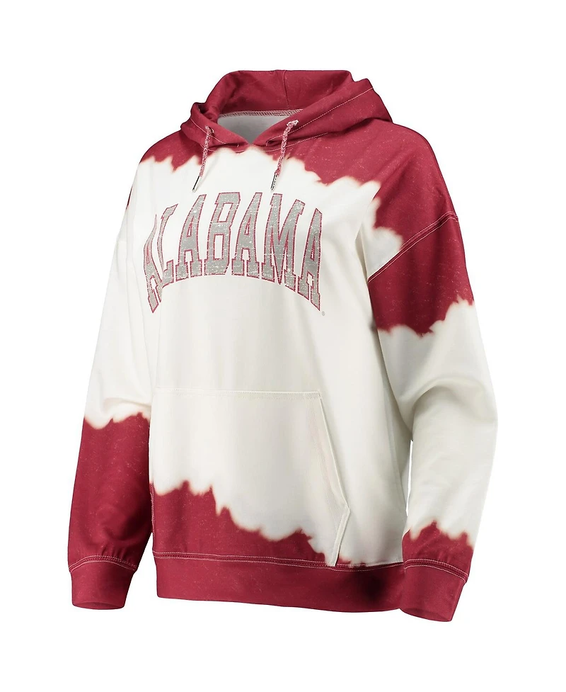Women's Gameday Couture White, Crimson Alabama Tide For the Fun Double Dip-Dyed Pullover Hoodie