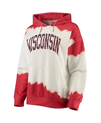 Women's Gameday Couture White, Red Wisconsin Badgers For the Fun Double Dip-Dyed Pullover Hoodie