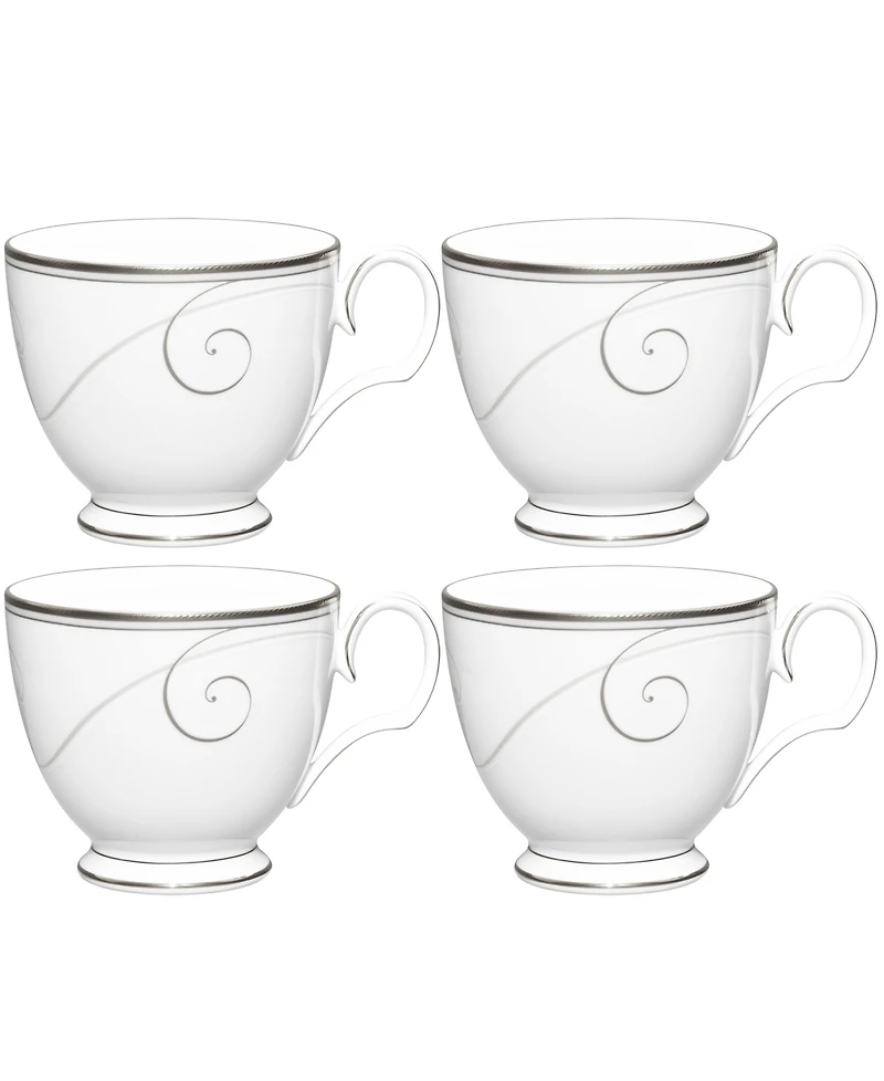 Noritake Platinum Wave Set of 4 Cups, Service For 4