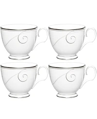 Noritake Platinum Wave Set of 4 Cups, Service For 4