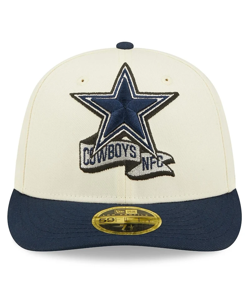 Men's New Era Cream, Navy Dallas Cowboys 2022 Sideline Low Profile 59FIFTY Fitted Hat