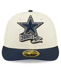Men's New Era Cream, Navy Dallas Cowboys 2022 Sideline Low Profile 59FIFTY Fitted Hat