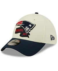 Men's New Era Cream, Navy New England Patriots 2022 Sideline 39THIRTY 2-Tone Flex Hat