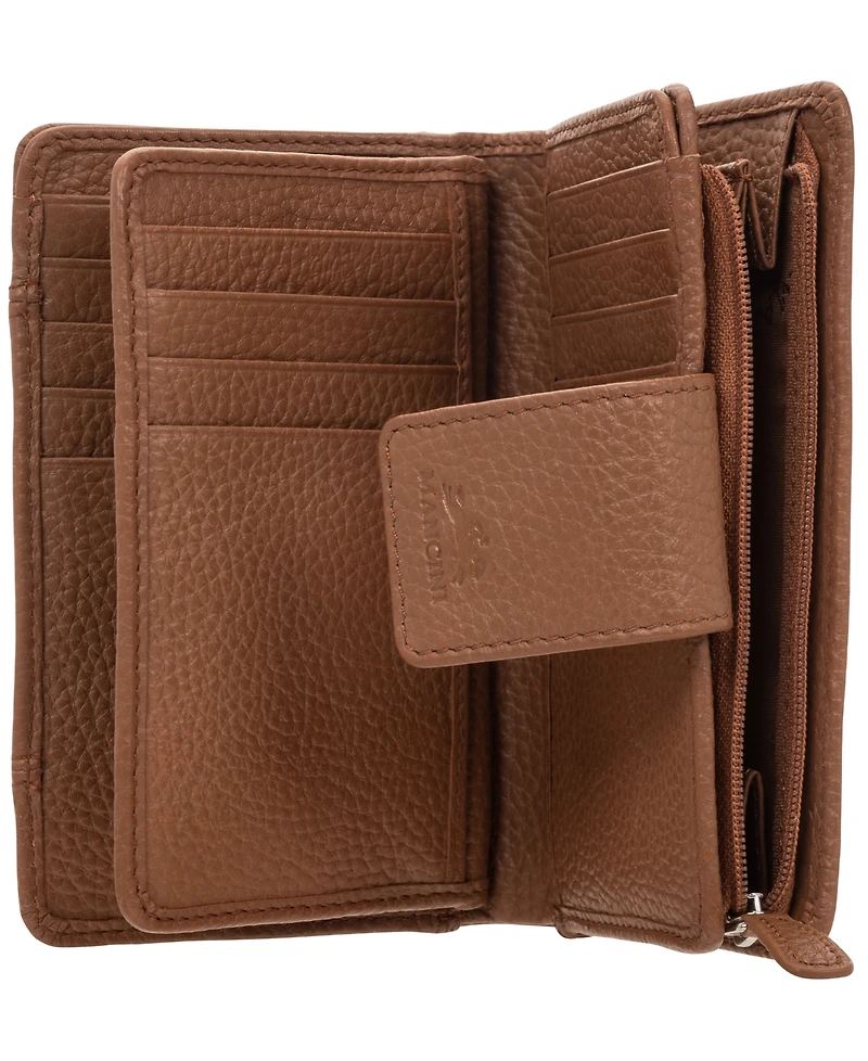 Mancini Women's Pebbled Collection Rfid Secure Clutch Wallet