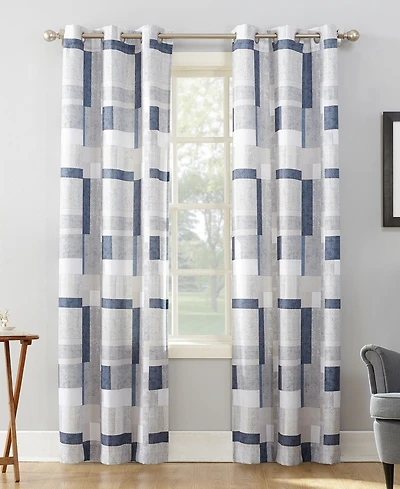 Valerie Blockade Geometric Blocks Semi-Sheer Grommet Curtain Panel