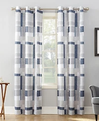 Valerie Blockade Geometric Blocks Semi-Sheer Grommet Curtain Panel