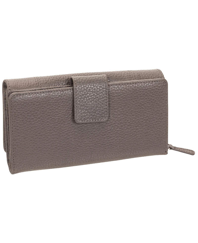 Mancini Women's Pebbled Collection Rfid Secure Mini Clutch Wallet