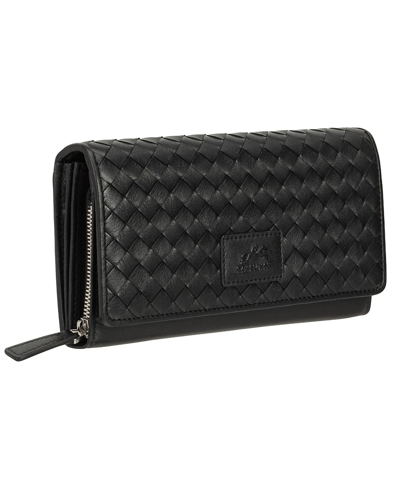 Mancini Women's Basket Weave Collection Rfid Secure Clutch Wallet