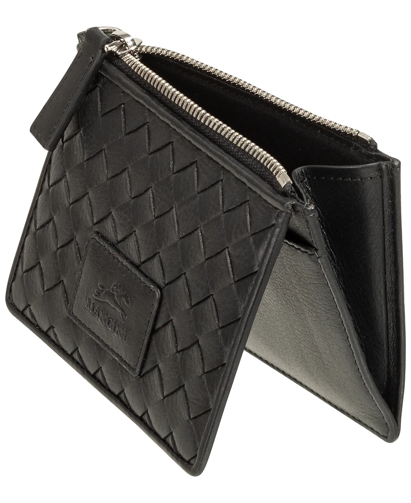 Mancini Women's Basket Weave Collection Rfid Secure Card Case and Coin Pocket