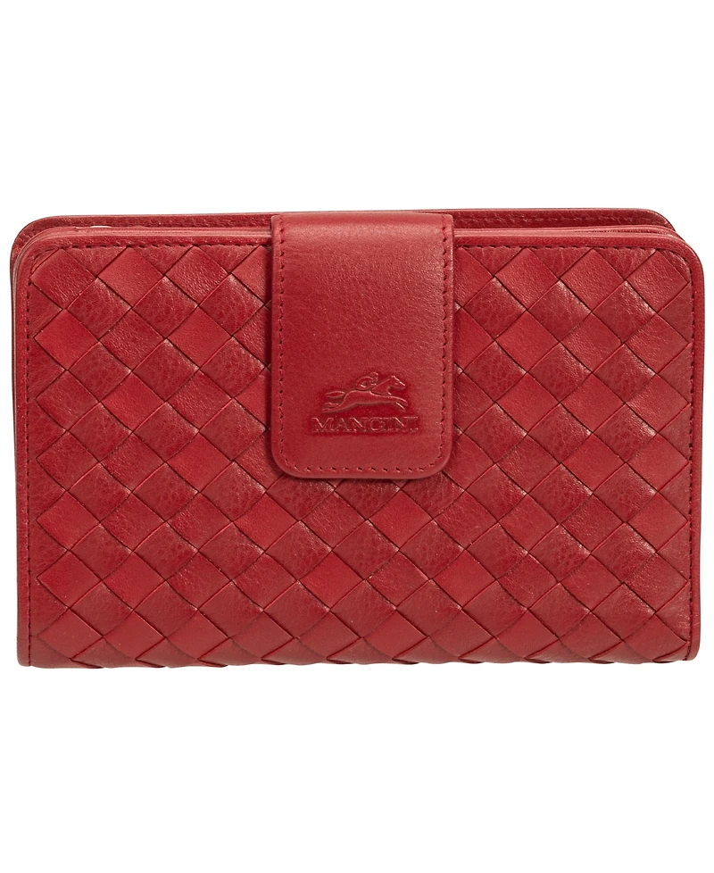 Mancini Women's Basket Weave Collection Rfid Secure Mini Clutch Wallet