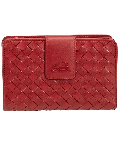 Mancini Women's Basket Weave Collection Rfid Secure Mini Clutch Wallet