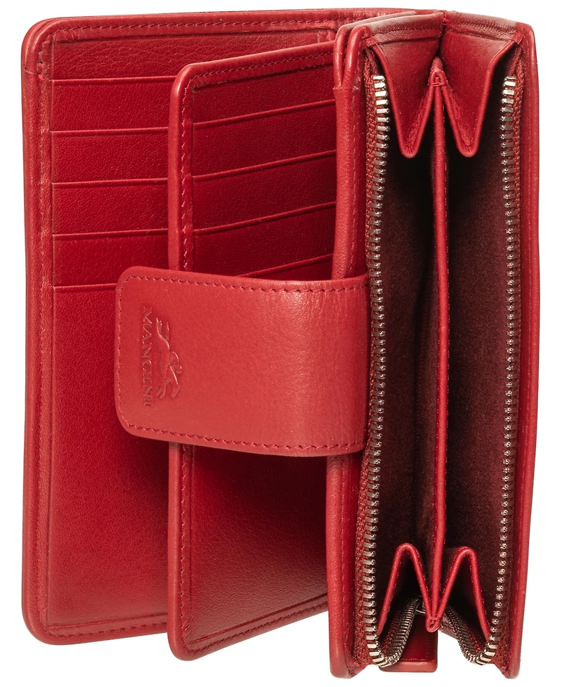 Mancini Women's Basket Weave Collection Rfid Secure Mini Clutch Wallet