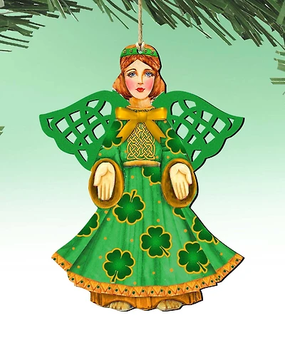 Designocracy Irish Angel Holiday Ornaments, Set of 2