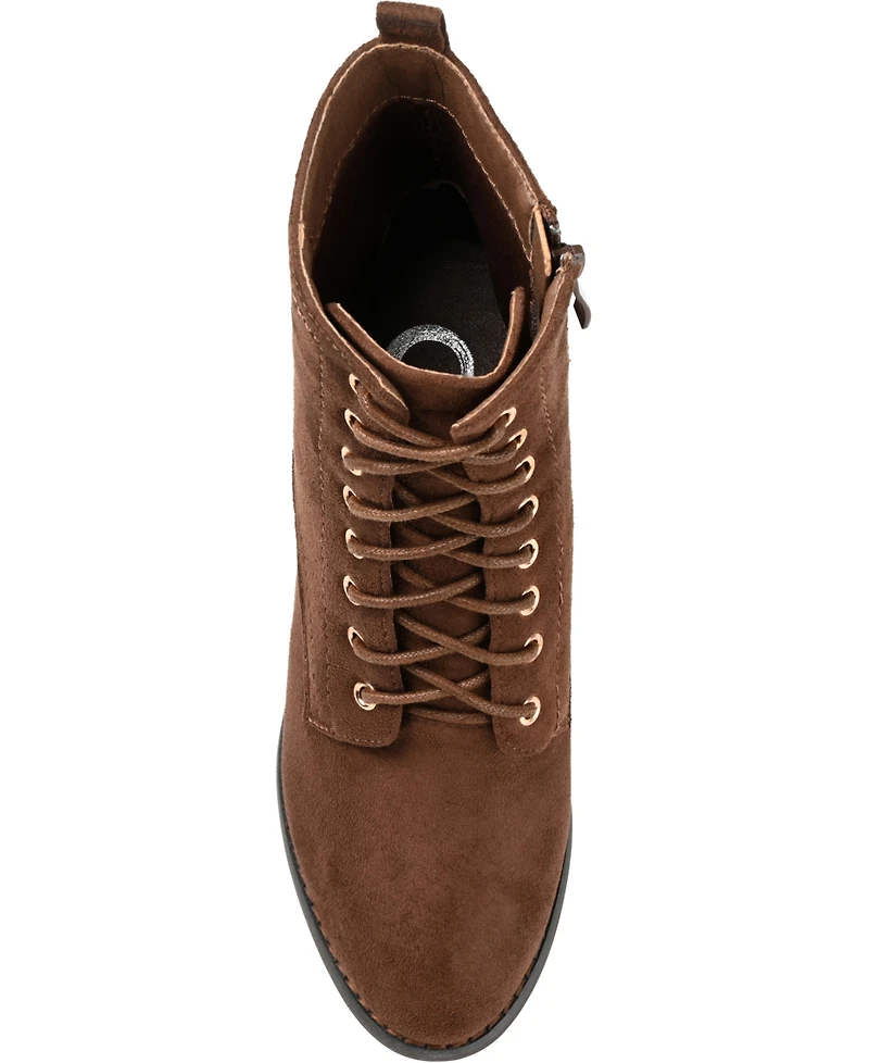 Journee Collection Women's Baylor Lace Up Stacked Heel Booties