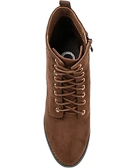 Journee Collection Women's Baylor Lace Up Stacked Heel Booties