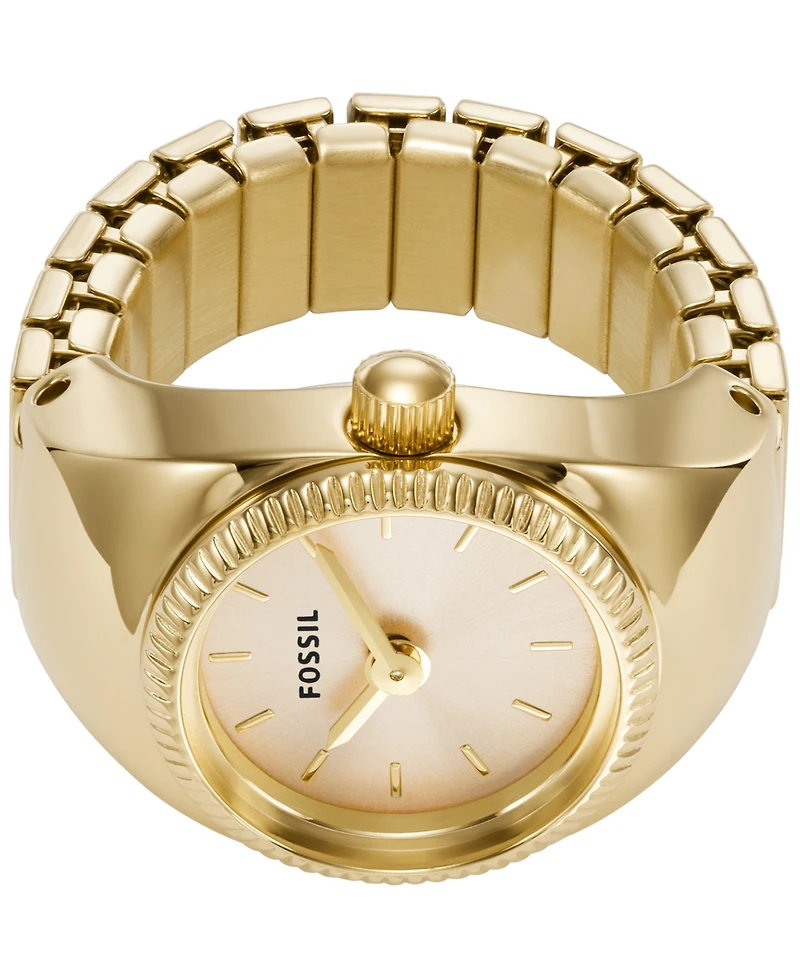 Fossil Women's Ring Watch Two-Hand Gold-Tone Stainless Steel Bracelet Watch, 15mm
