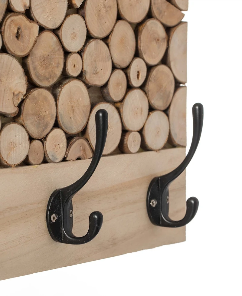 Vintiquewise Natural Wood Hook Rack with Five Hooks for Entryway, Office, Bedroom, and Playroom