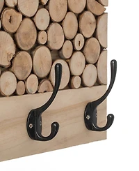 Vintiquewise Natural Wood Hook Rack with Five Hooks for Entryway, Office, Bedroom, and Playroom
