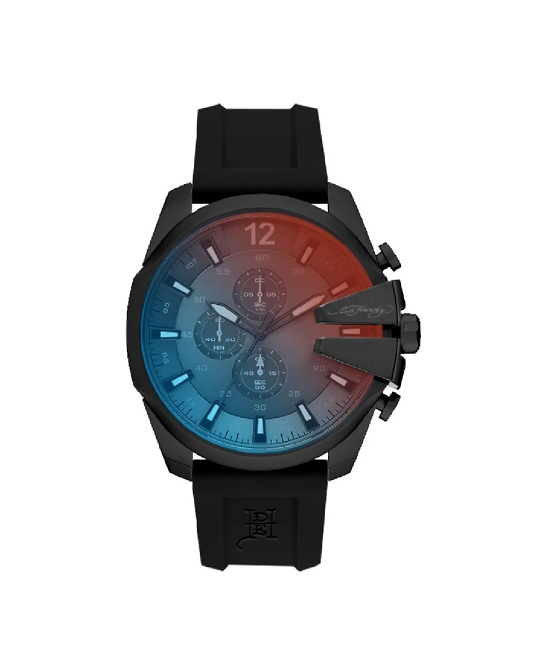 Ed Hardy Men's Black Silicone Strap Watch 53mm