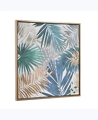 Canvas Coastal Leaves Framed Wall Art, 32" x 1" x 32"