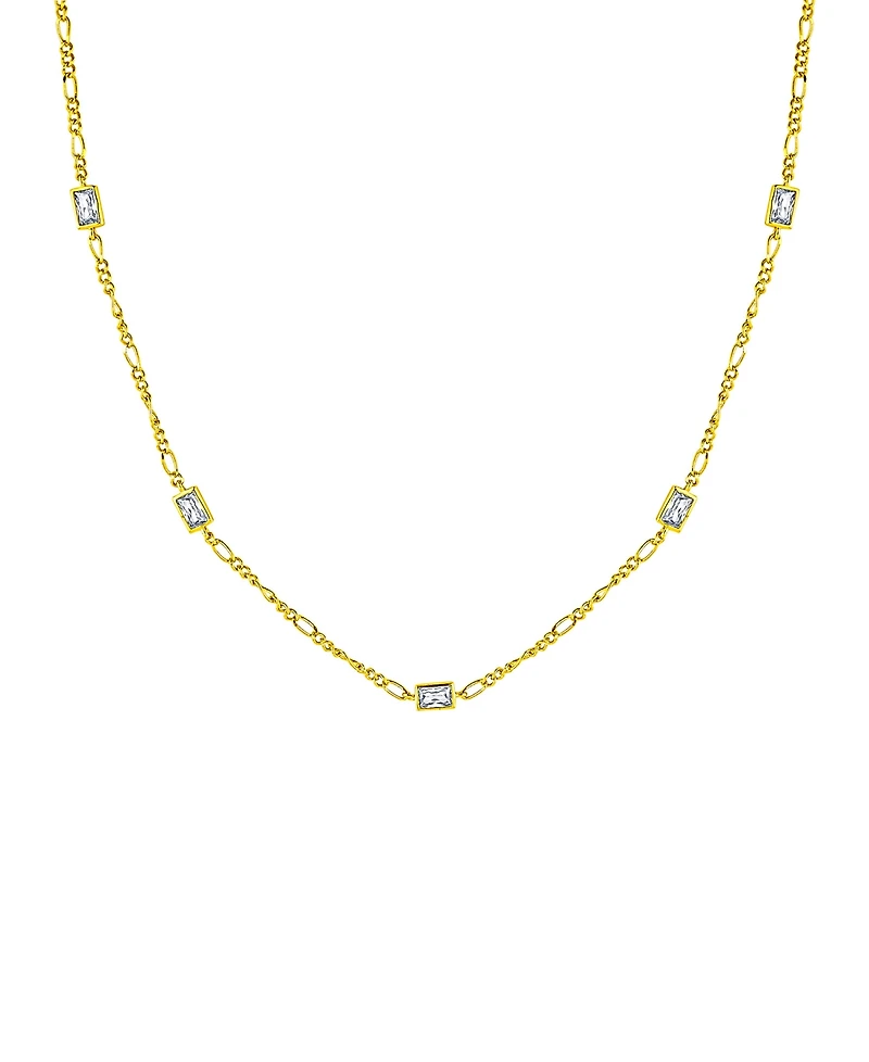 And Now This Cubic Zirconia Rectangle Stone Station Necklace