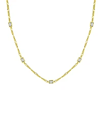 And Now This Cubic Zirconia Rectangle Stone Station Necklace