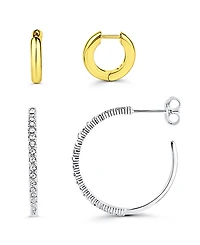 And Now This Duo Huggie Hoop and Pave Crystal Hoop Set of 2