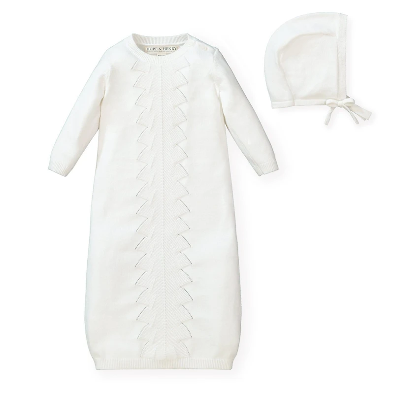 Hope & Henry Baby Boys Sweater Gown and Bonnet Set