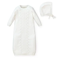 Hope & Henry Baby Boys Sweater Gown and Bonnet Set
