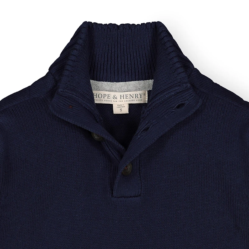 Hope & Henry Baby Boys Long Sleeve Mock Neck Button Sweater