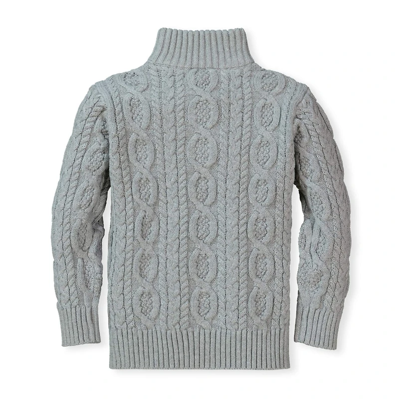 Hope & Henry Baby Boys Organic Mock Neck Cable Sweater with Buttons