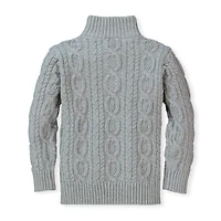 Hope & Henry Baby Boys Organic Mock Neck Cable Sweater with Buttons